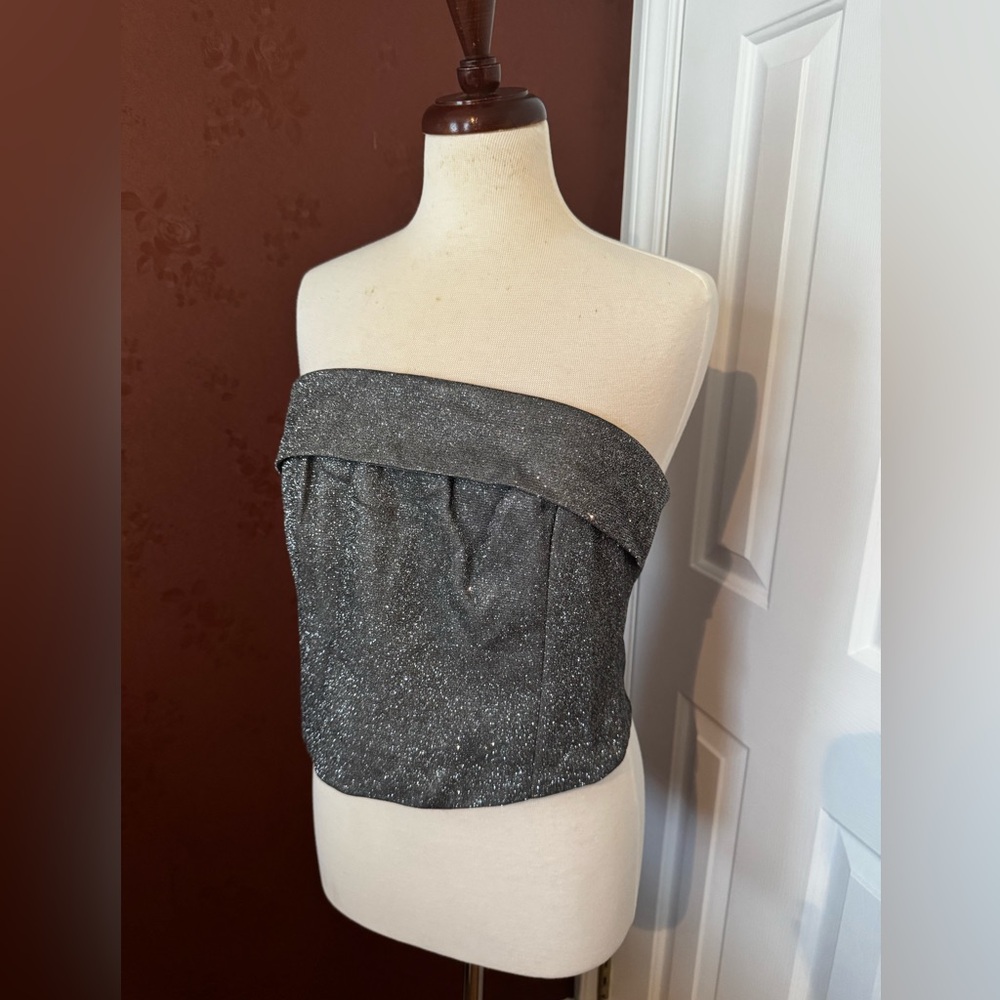 NWT Strapless Glitter Top